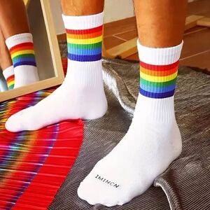 Pride Rainbow Unisex Crew Athletic Socks -Q